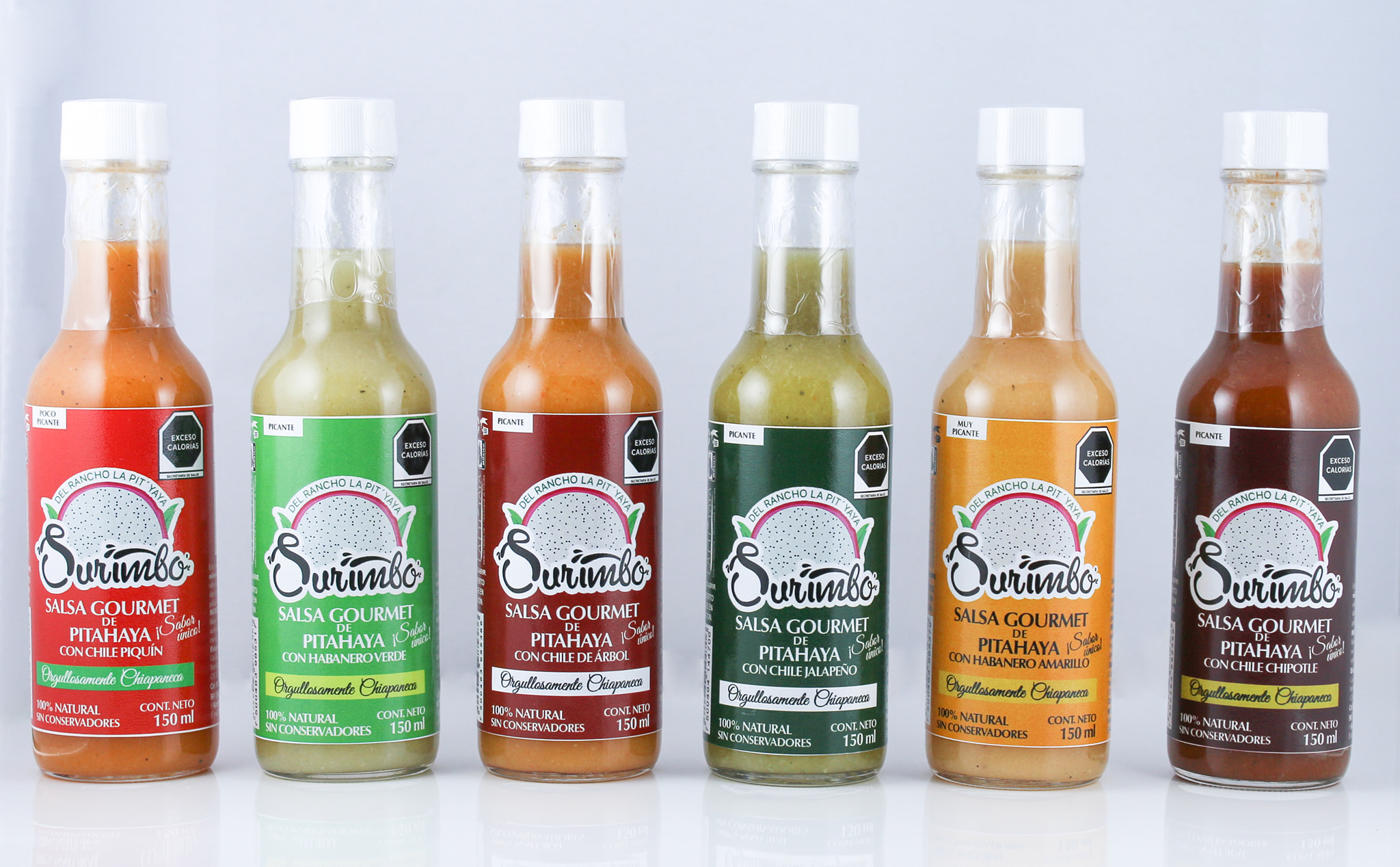 Salsas (habanero amarillo, habanero verde, chipotle, jalapeño, chile de árbol, piquín) - Imagen 2